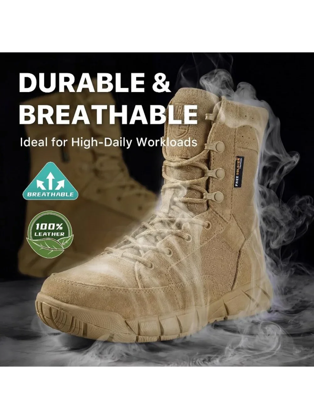 Men's Tan Combat Boots Durable Suede Leather Military Army Work Desert Boot